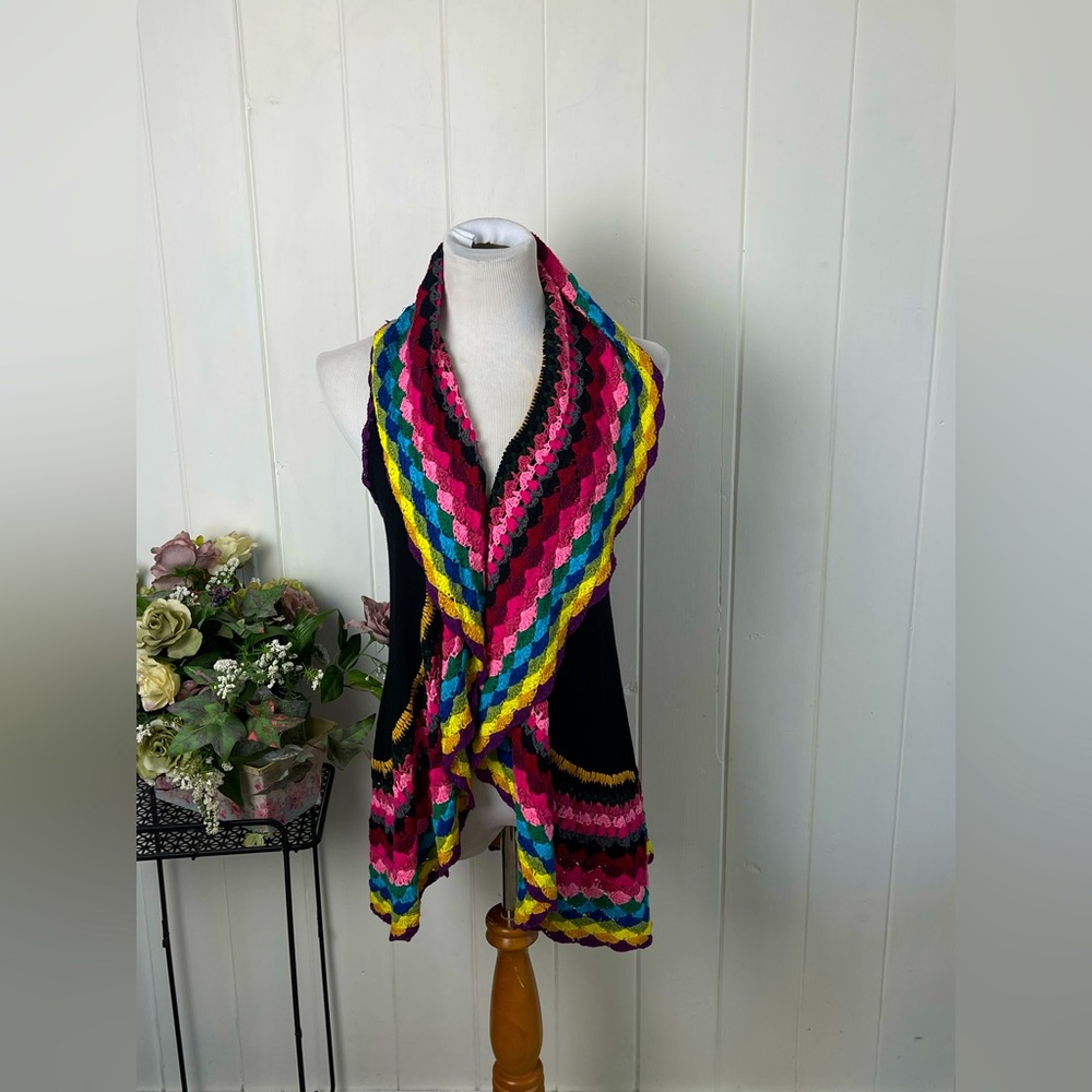 Double Zero Multicolored Crocheted Vest - image 1